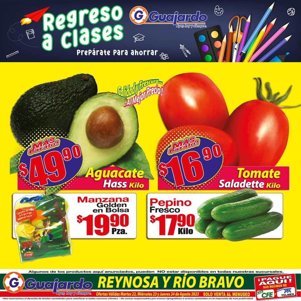 Ofertas Súper Guajardo frutas y verduras del 22 al 24 de agosto 2023