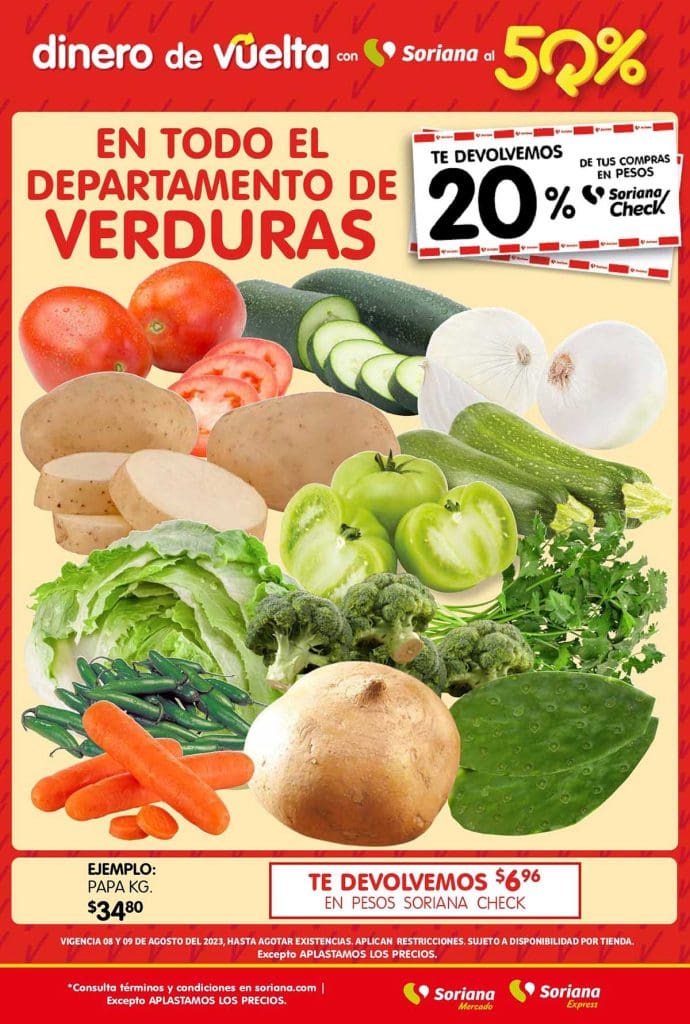 Frutas y Verduras Soriana Mercado 8 y 9 de agosto 2023 2