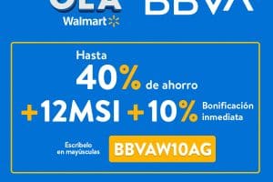 Cupón Walmart: 10% de bonificación + 12 MSI pagando con BBVA