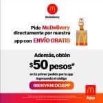 McDonald's: $50 de descuento + envió gratis en tu primer pedido desde la App