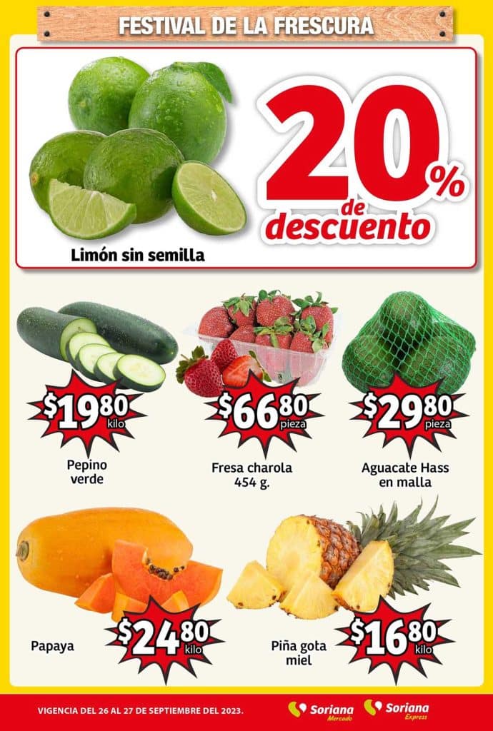 Ofertas Soriana Mercado frutas y verduras 26 y 27 de septiembre 2023 3