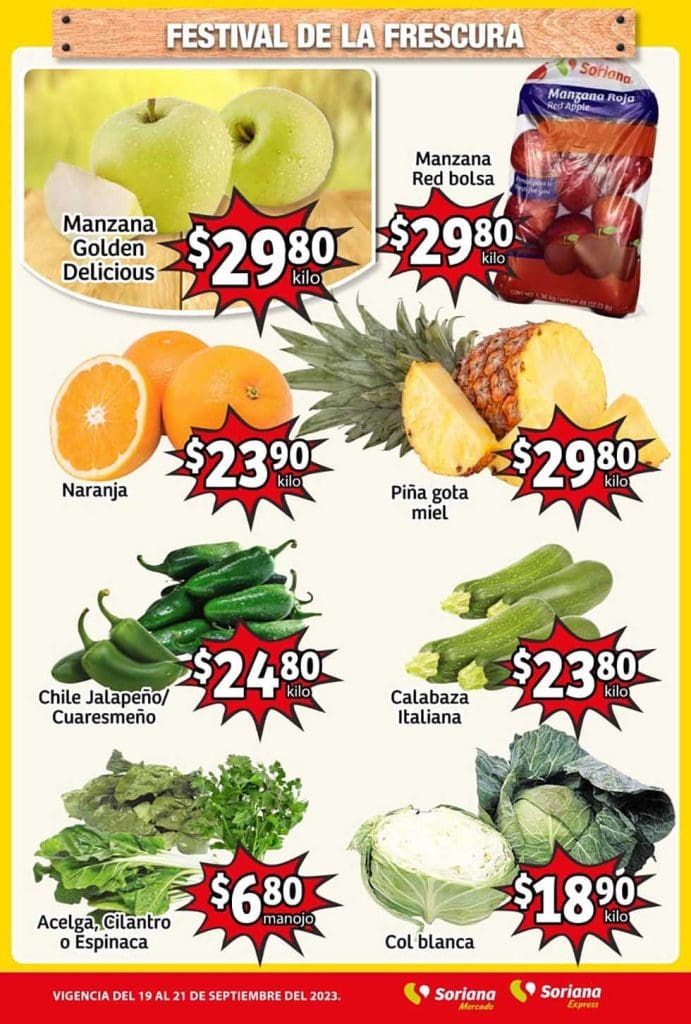 Ofertas Soriana Mercado frutas y verduras 19 y 20 de septiembre 2023 2