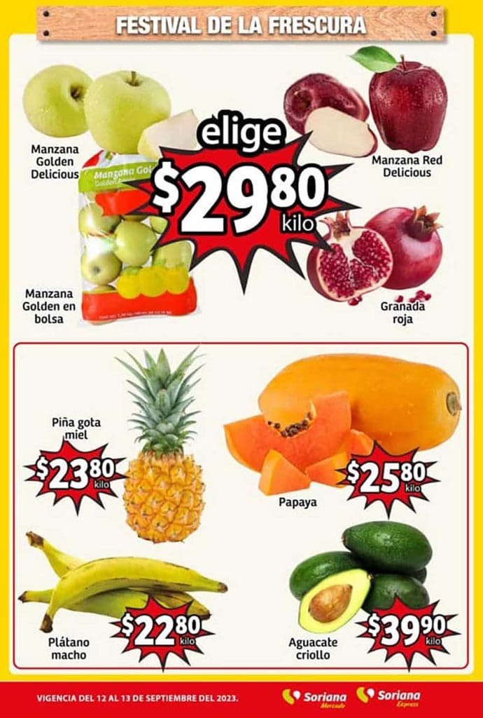 Ofertas Soriana Mercado frutas y verduras 12 y 13 de septiembre 2023 2