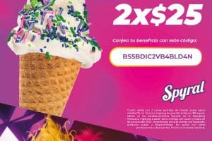 Cupón Cinépolis 2 conos de helado con topping por $25