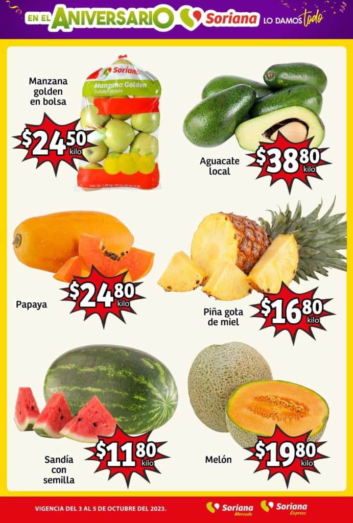 soriana mercado frutas verduras octubre 3 2