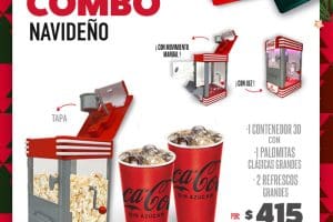 Cinemex: Combo Navideño Coca Cola Palomitas grandes + 2 refrescos por $415