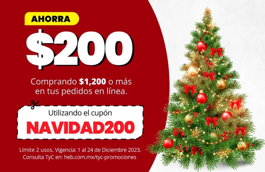 Cupón HEB Navidad 2023: $200 de descuento en toda la tienda