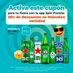 Oxxo: Cupón 25% de descuento en cerveza Heineken con Spin Premia
