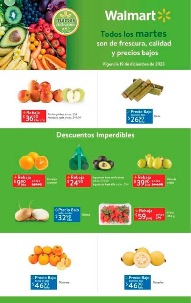 folleto walmart frutas verduras dic 19