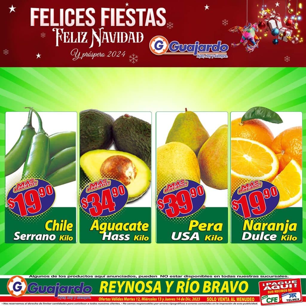 Ofertas Súper Guajardo frutas y verduras 12 al 14 de diciembre 2023