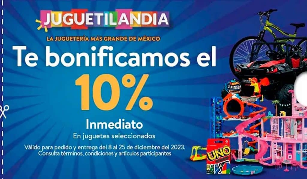 Walmart: 10% de bonificación en toda la Jugueteria al 25 de diciembre 2023