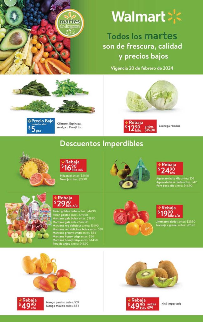 folleto walmart frutas verduras feb 20