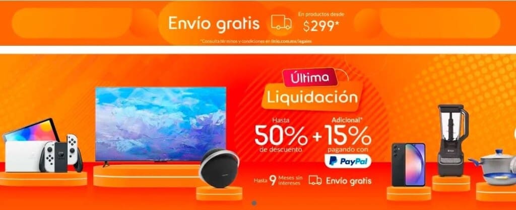 Cupón Liquidación Linio: $400 de descuento al pagar con Paypal