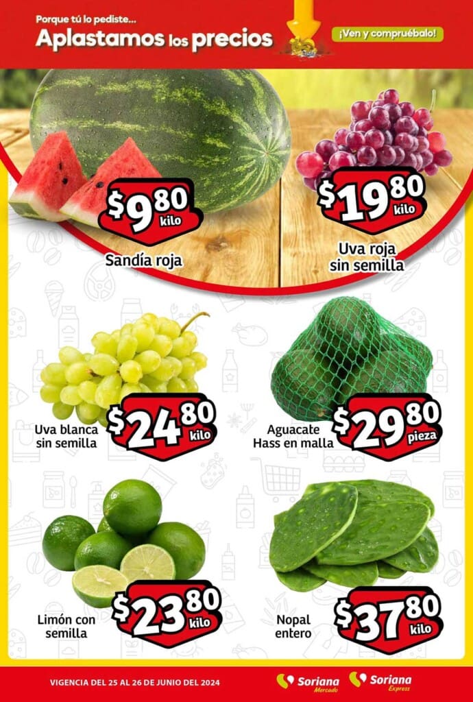 soriana mercado frutas verduras junio 25 2