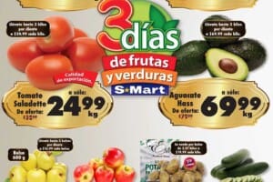 Ofertas S-Mart frutas y verduras del 2 al 4 de julio 2024
