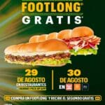 Subway 2×1 en footlongs 29 y 30 de agosto de 2024