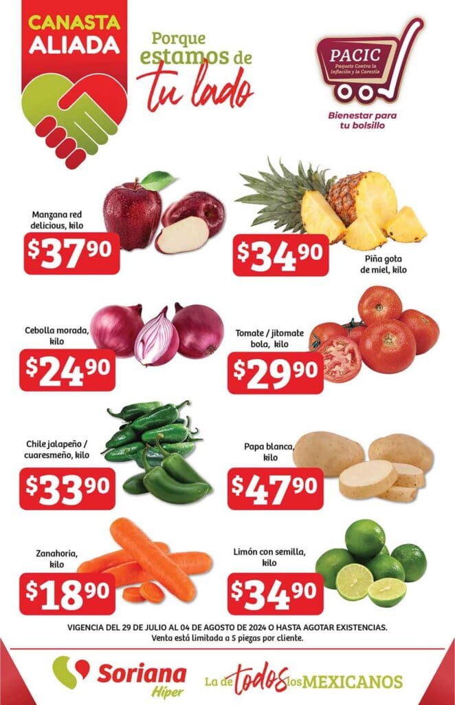 Ofertas Soriana Canasta Aliada al 4 de agosto de 2024