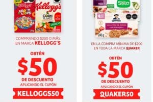 Cupones Soriana: $50 de descuento en cereales Kelloggs y productos de avena Quaker