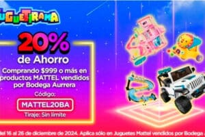 Cupón Bodega Aurrera 20% de descuento adicional en juguetería