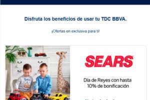 Sears y Sanborns: 10% de bonificación con tu Tarjeta de Crédito BBVA