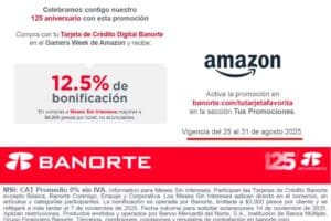 Banorte: 12.5% de bonificación con tarjeta de credito Digital en AMAZON