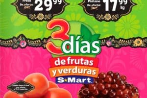 Ofertas S-Mart frutas y verduras del 26 al 28 de agosto 2025