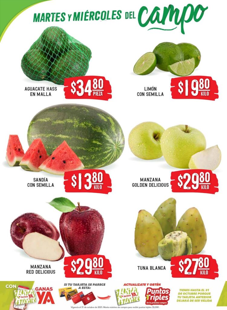 Ofertas Soriana Martes y Miércoles del Campo 9 y 10 de septiembre 2025 3 soriana frutas verduras 090925 2